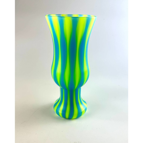 Vintage Krazy Straw Hurricane Cup Neon Blue And Green Stripes 20 Ounces - Picture 2 of 9